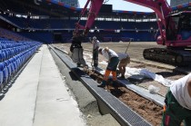 Channels being installed at the St.Jakob stadium in Basel